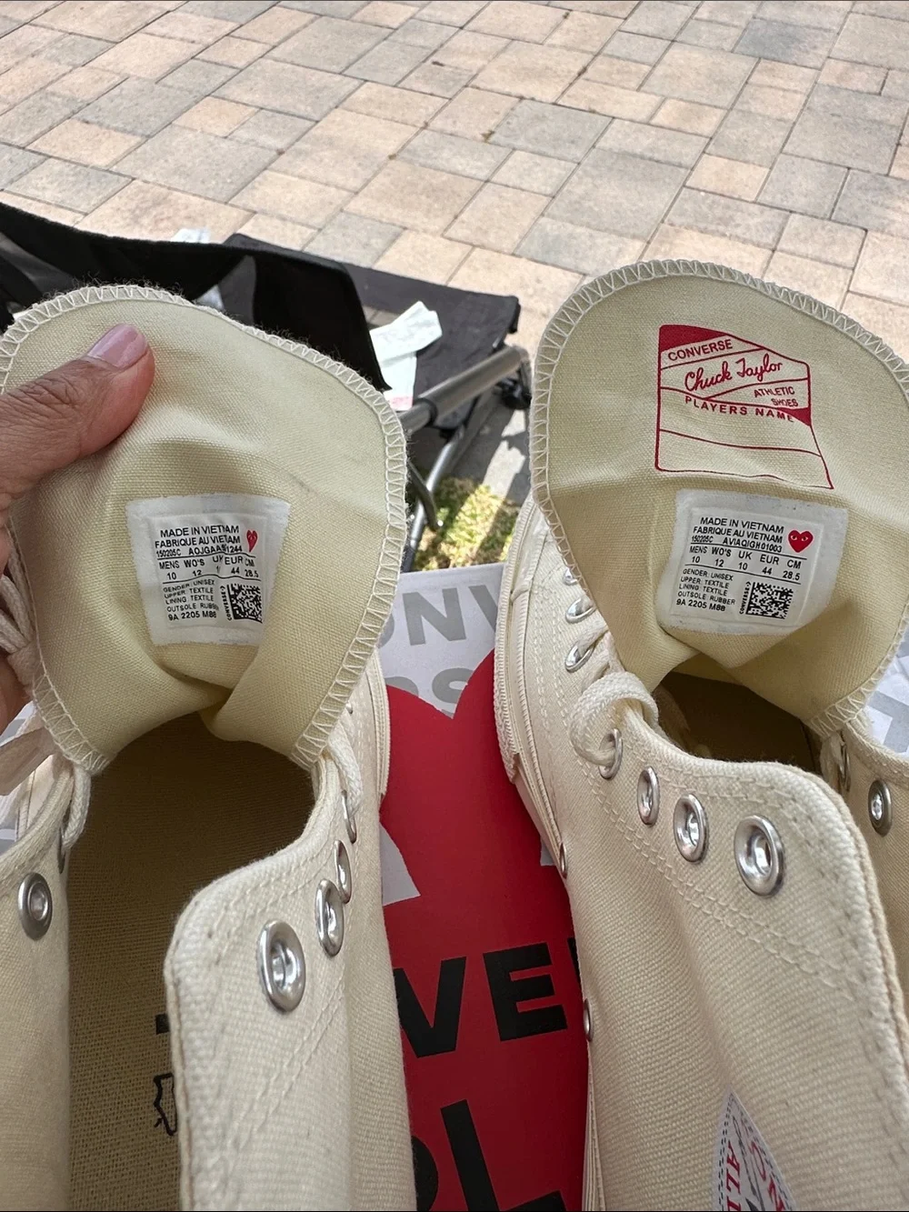 Converse Cream High-Top Sneakers with Red Heart Graphic - Picture 9 of 12